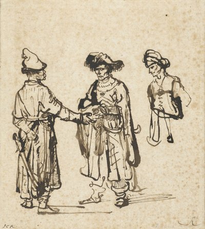 三个东方人交谈，c.1645 作者 伦勃朗·范·赖恩
